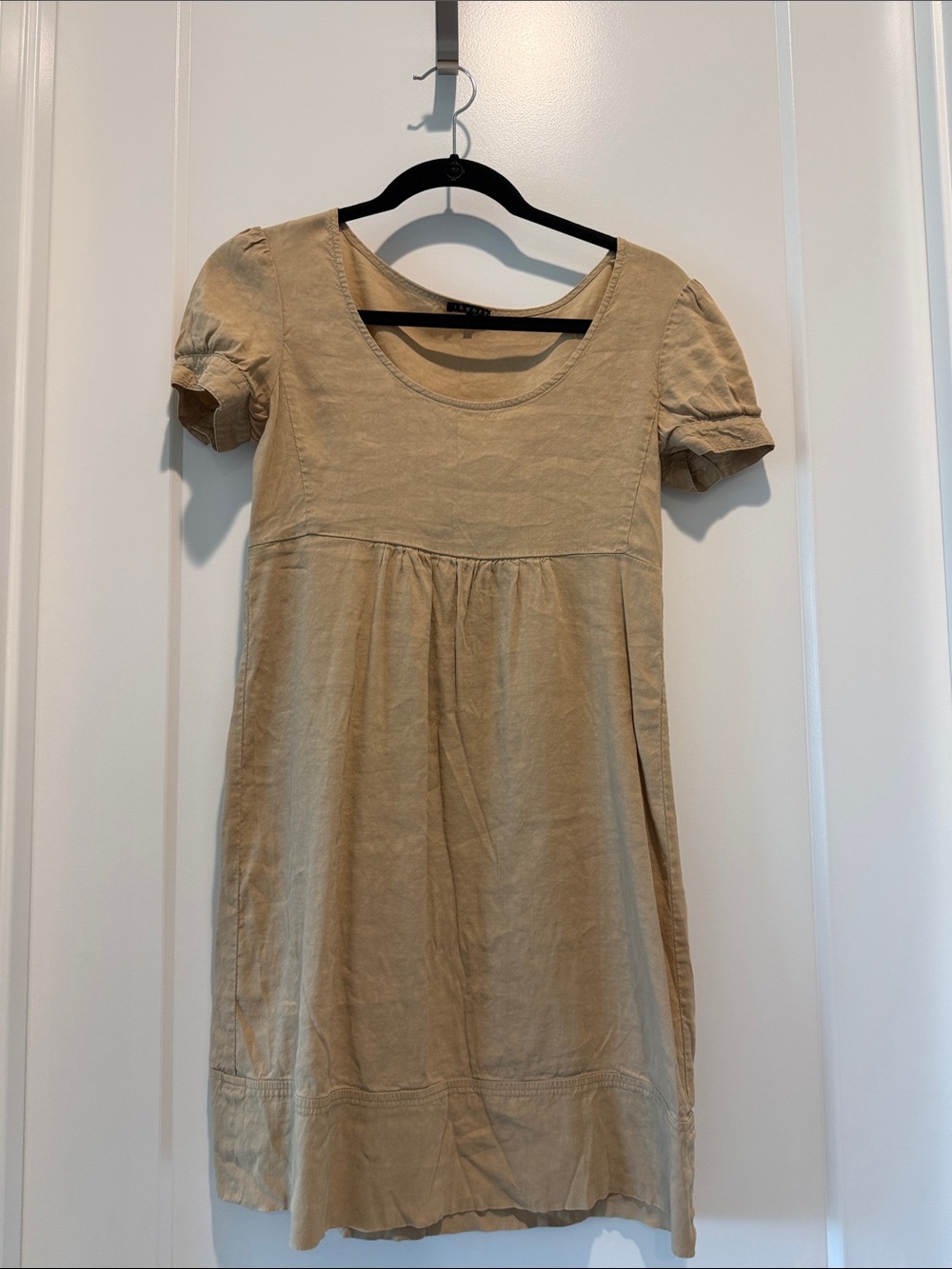Theory Tan Short-Sleeve Empire-Waist Dress